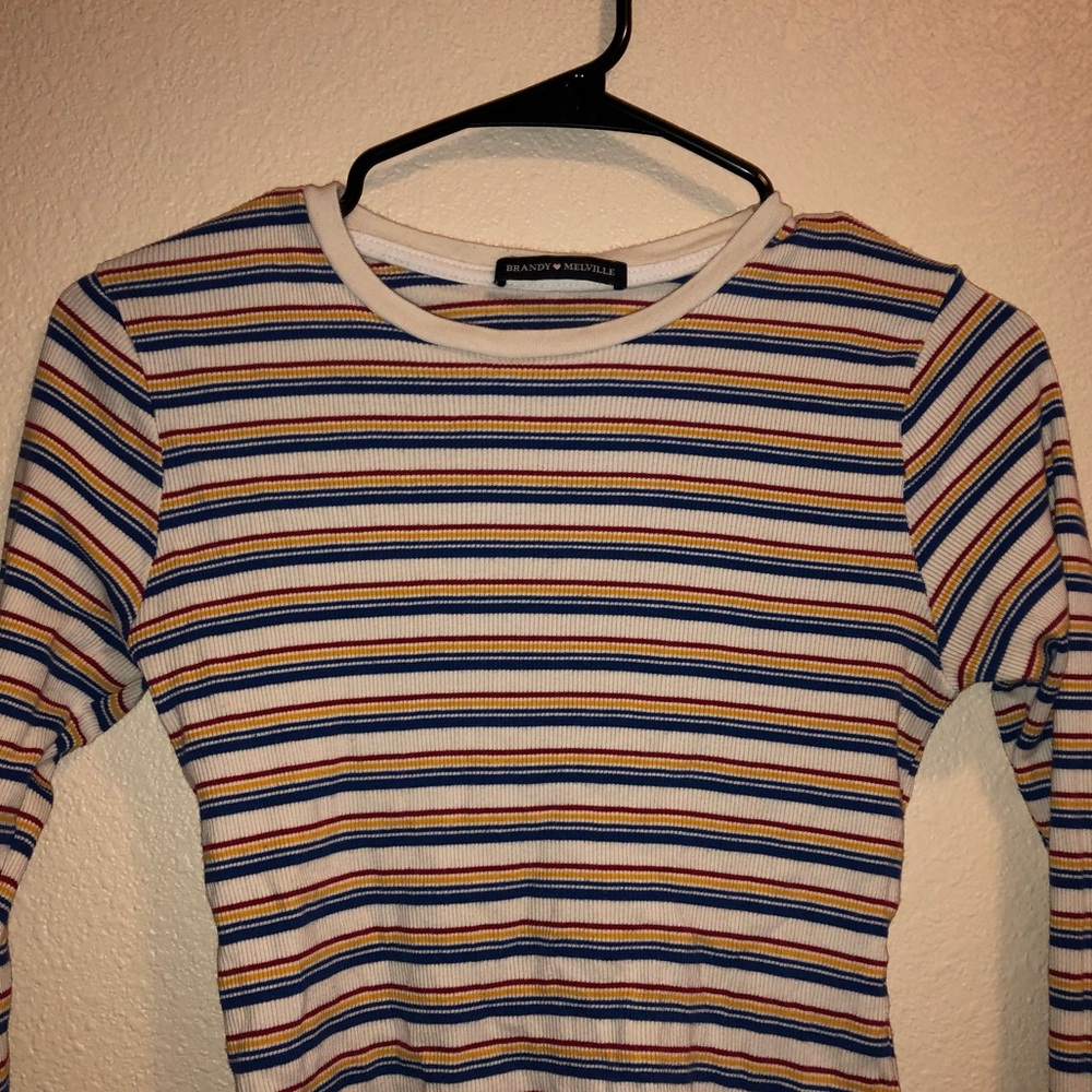 Brandy Melville Striped Santana Long Sleeve Crop Top
